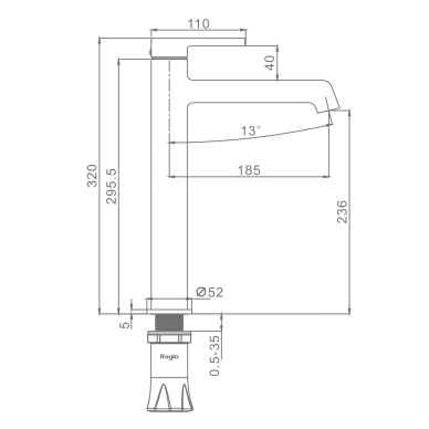 Смеситель Raglo высокий для умывальника R20.15.09