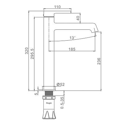 Смеситель Raglo высокий для умывальника R20.15.33
