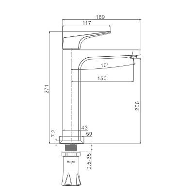 Смеситель Raglo высокий для умывальника R07.15.09