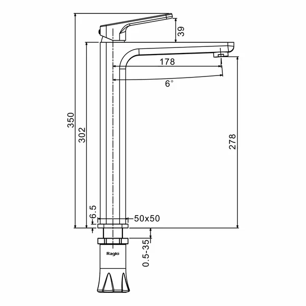 Смеситель Raglo высокий для умывальника R51.15.09