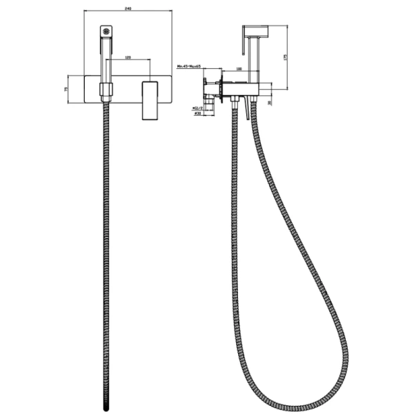 Смеситель Splenka встраиваемый с гигиеническим душем S01.52.06