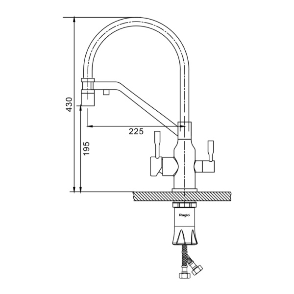 Смеситель Raglo для кухни со съемным гибким изливом R81.62.09 графит