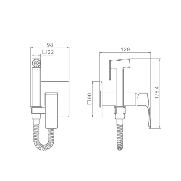 Смеситель Raglo встраиваемый с гигиеническим душем R02.54
