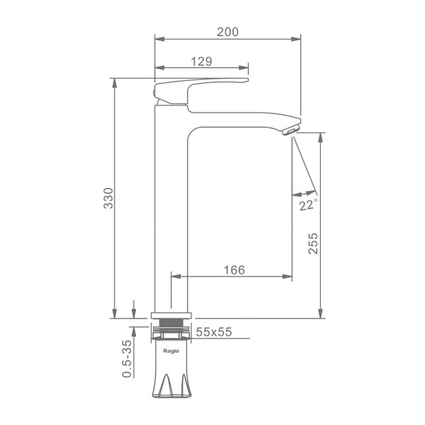 Смеситель Raglo высокий для умывальника 