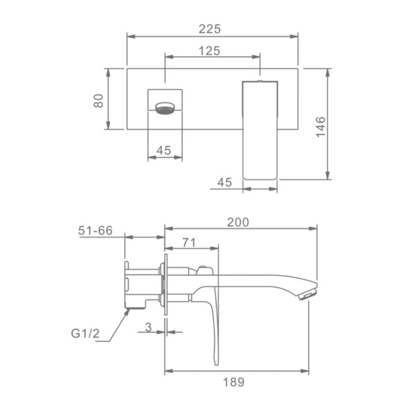 Смеситель Raglo встраиваемый для умывальника 