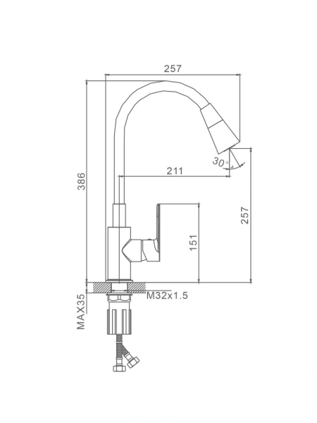 Смеситель Splenka для кухни с гибким изливом S05.43.09